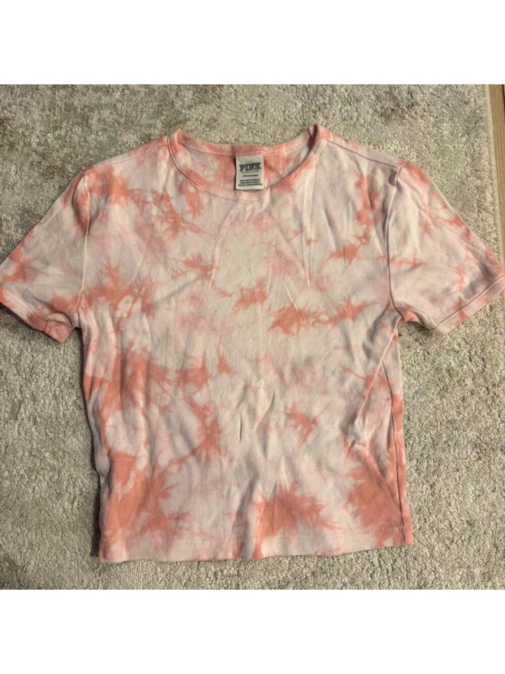 Victoria's Secret PINK pink tie dye crop top Size S #tie-dye #comfy